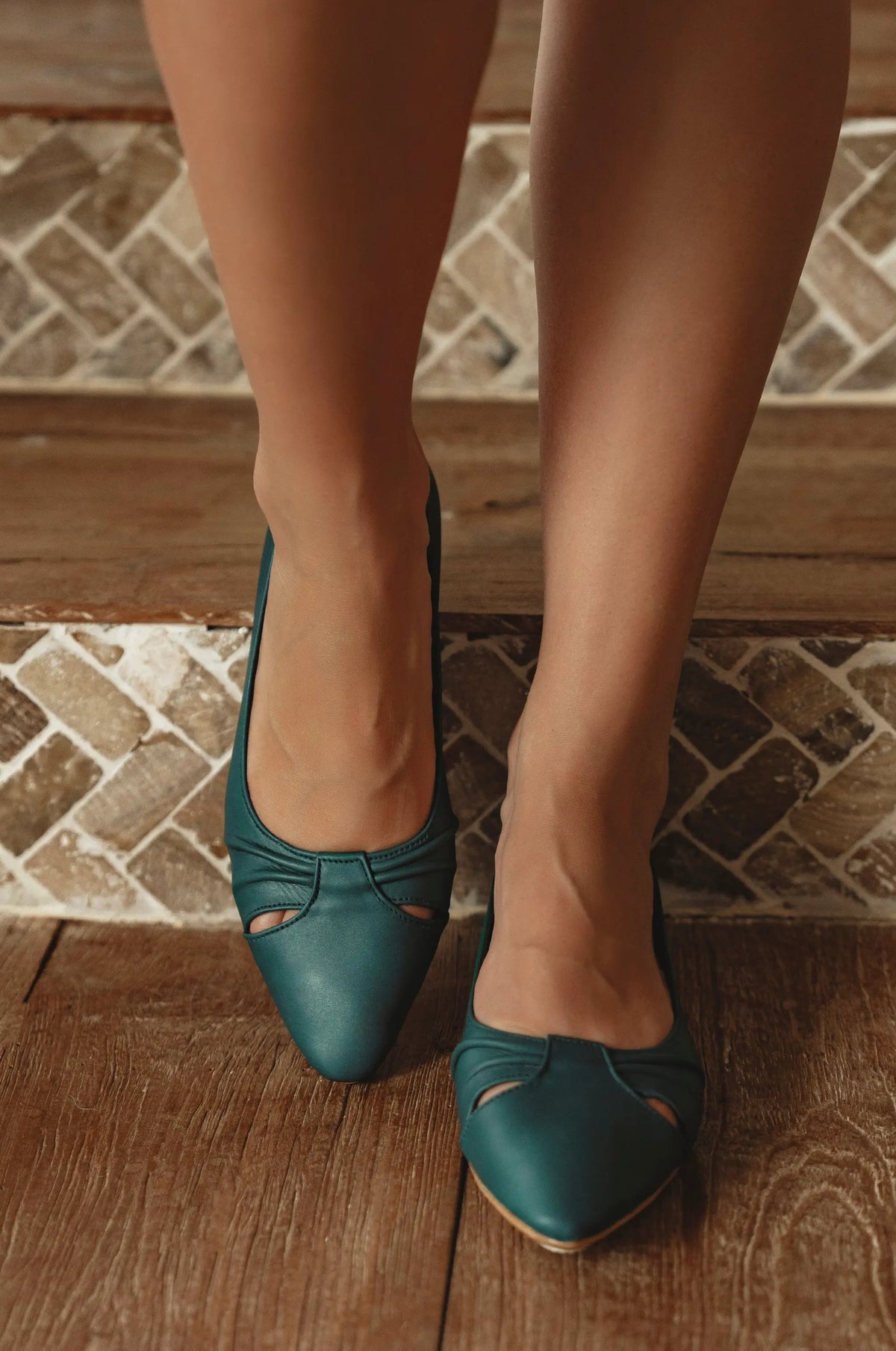 Siren Pointed Toe Leather Flats by ELF
