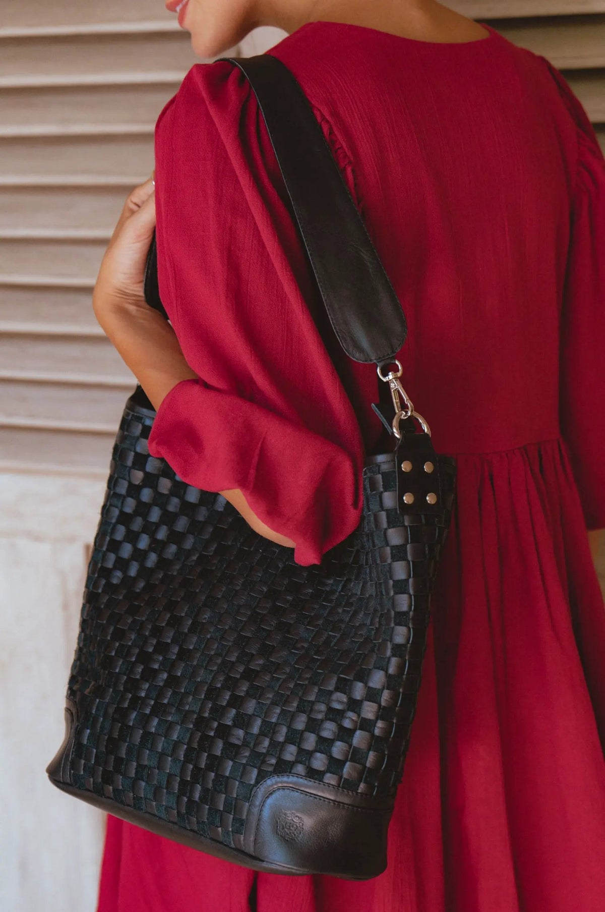 Soho Lane Woven Leather Shoulder Bag by ELF