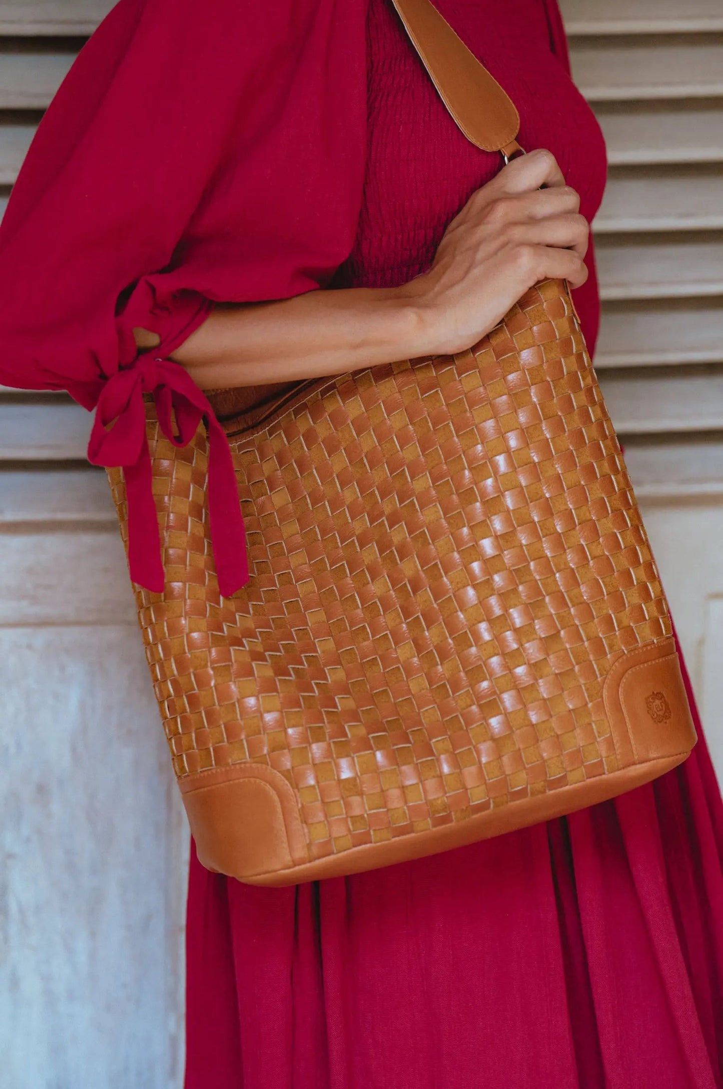Soho Lane Woven Leather Shoulder Bag by ELF