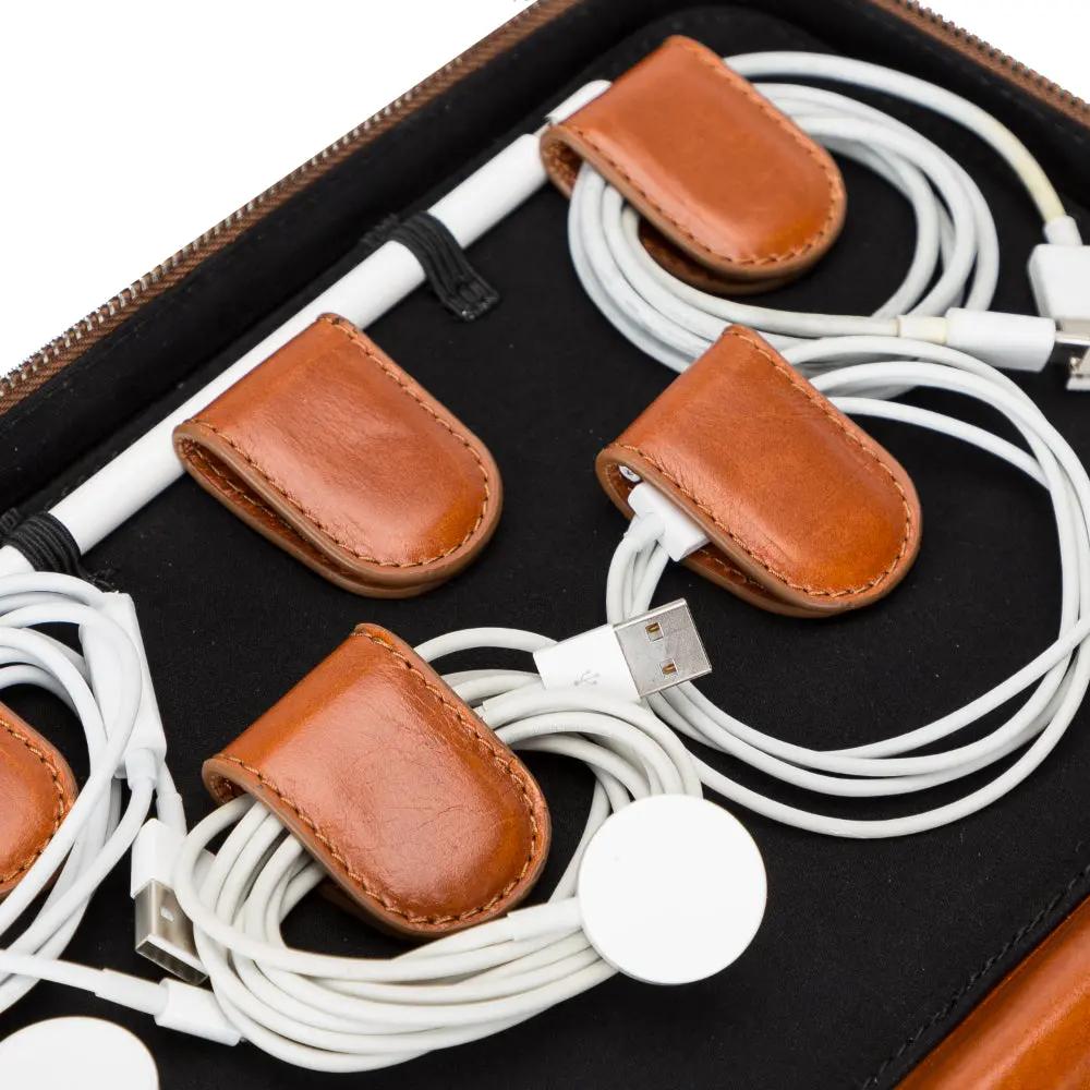 Medicine Handmade Leather Cable Travel Organizer by TORONATA