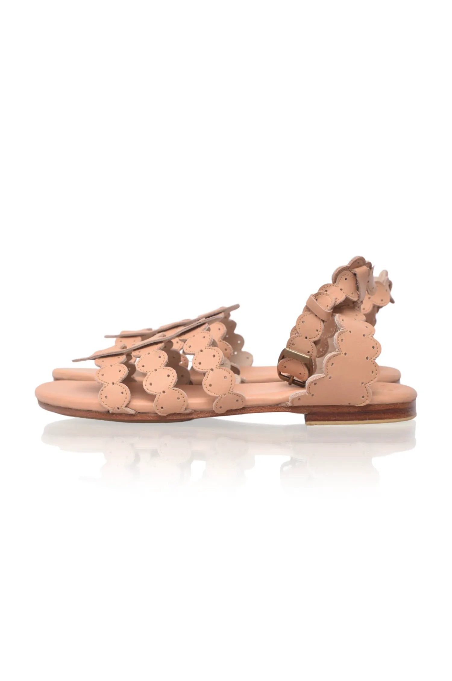 Spell Scalloped Leather Sandals by ELF
