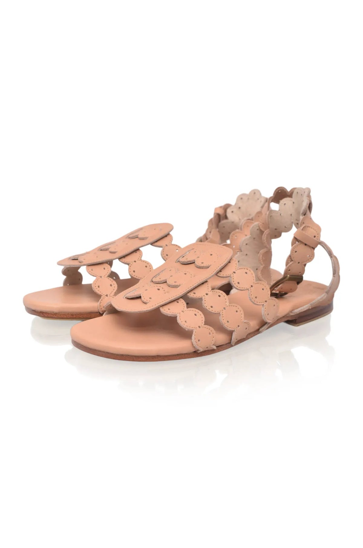Spell Scalloped Leather Sandals by ELF