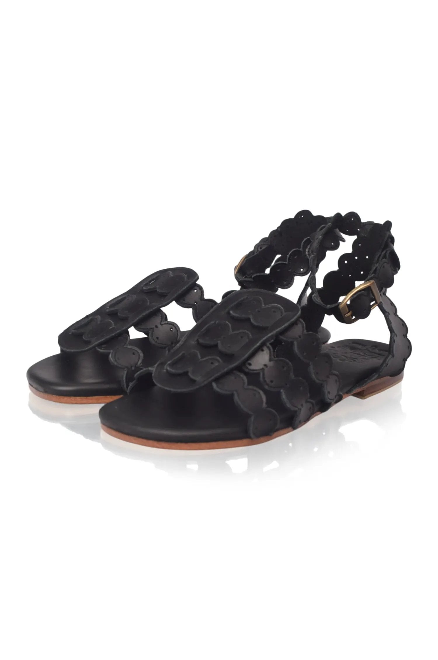 Spell Scalloped Leather Sandals by ELF