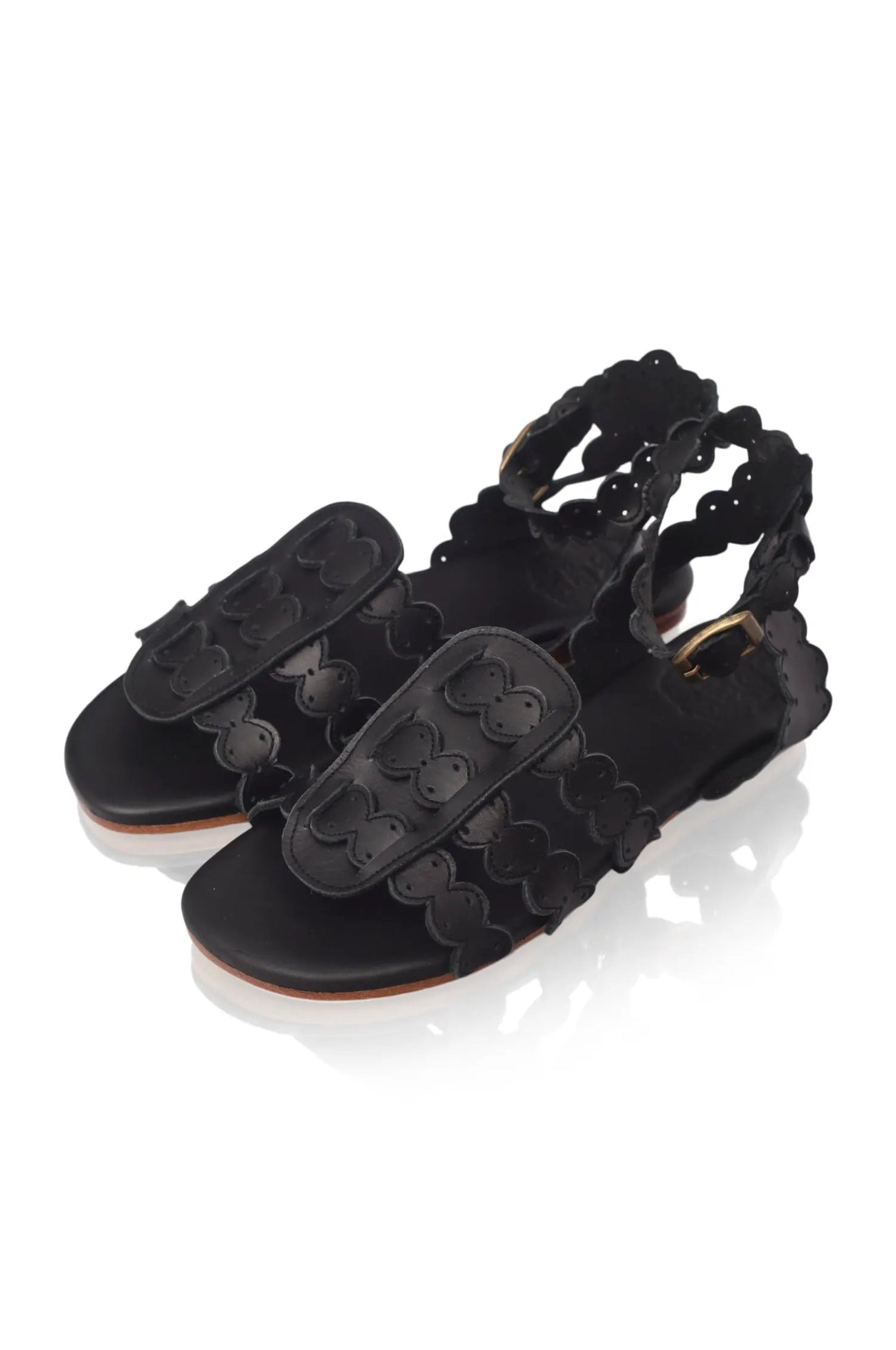 Spell Scalloped Leather Sandals by ELF