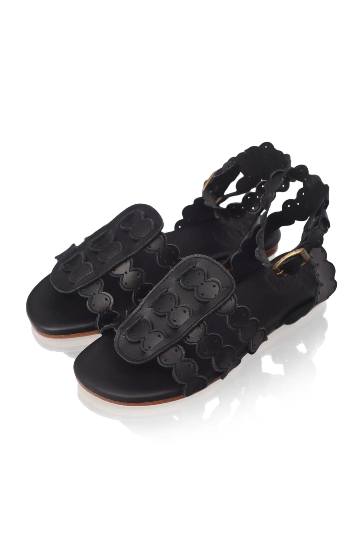 Spell Scalloped Leather Sandals by ELF