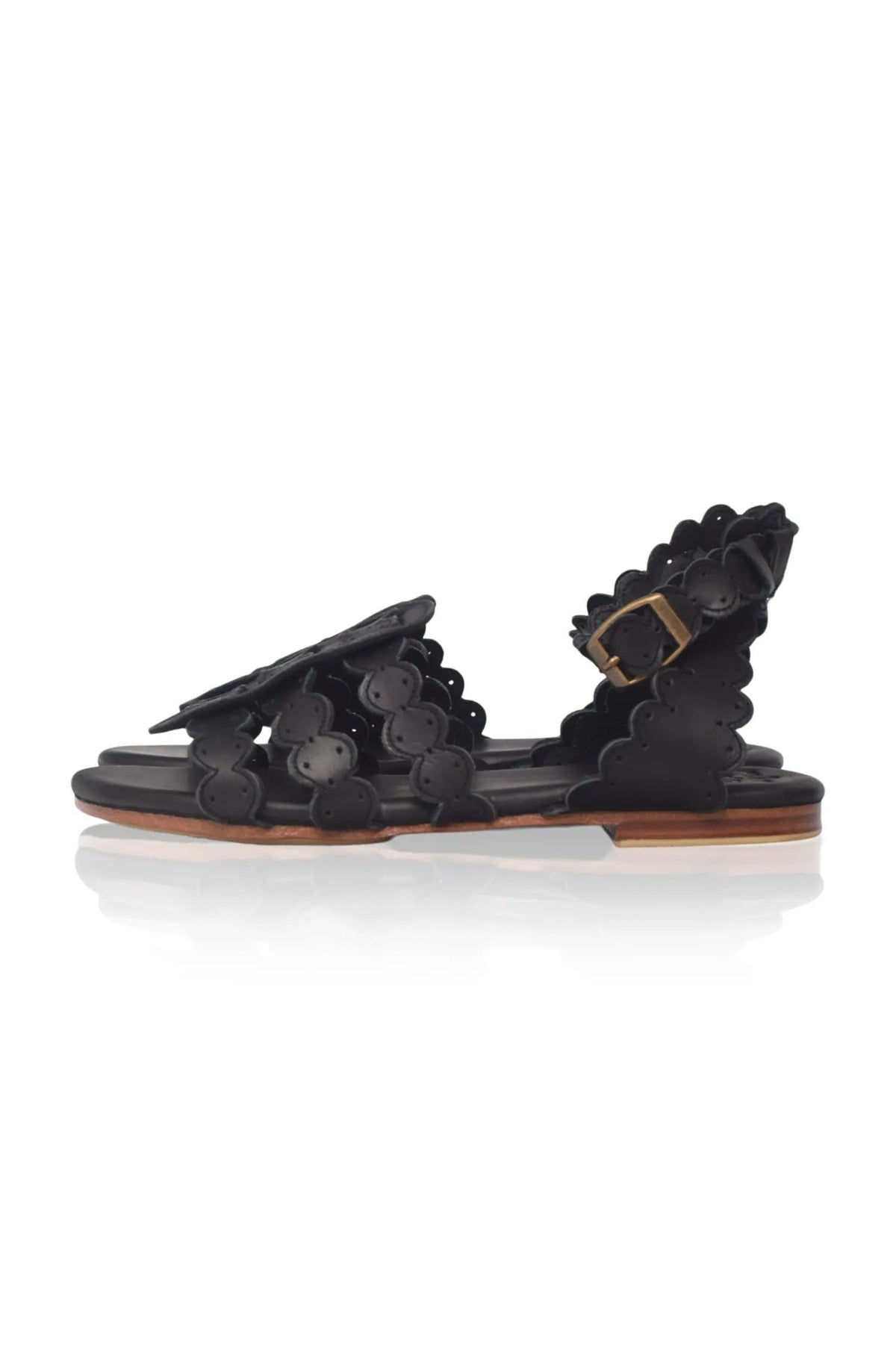 Spell Scalloped Leather Sandals by ELF