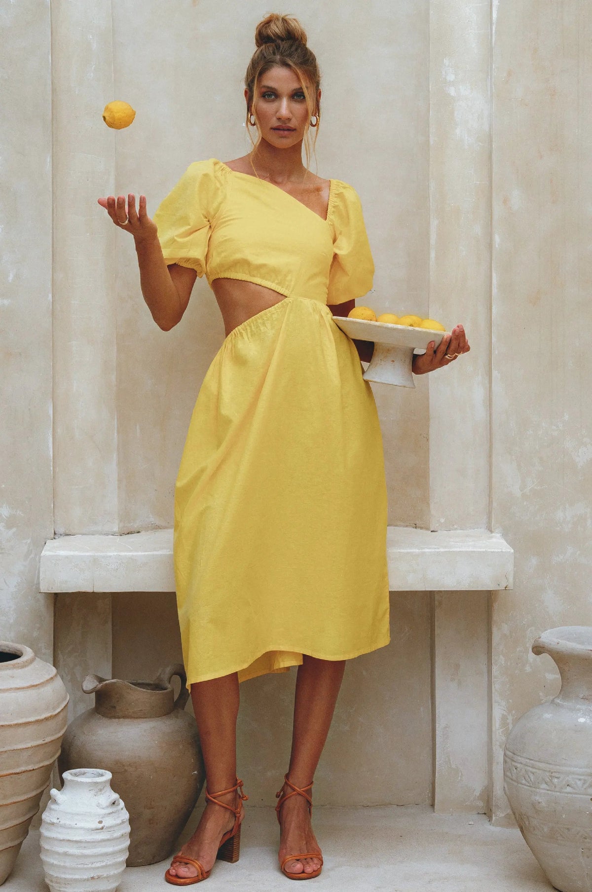 Sundaze Cutout Linen Midi Dress (Sale) by ELF