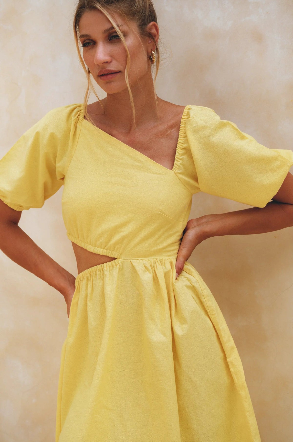 Sundaze Cutout Linen Midi Dress (Sale) by ELF