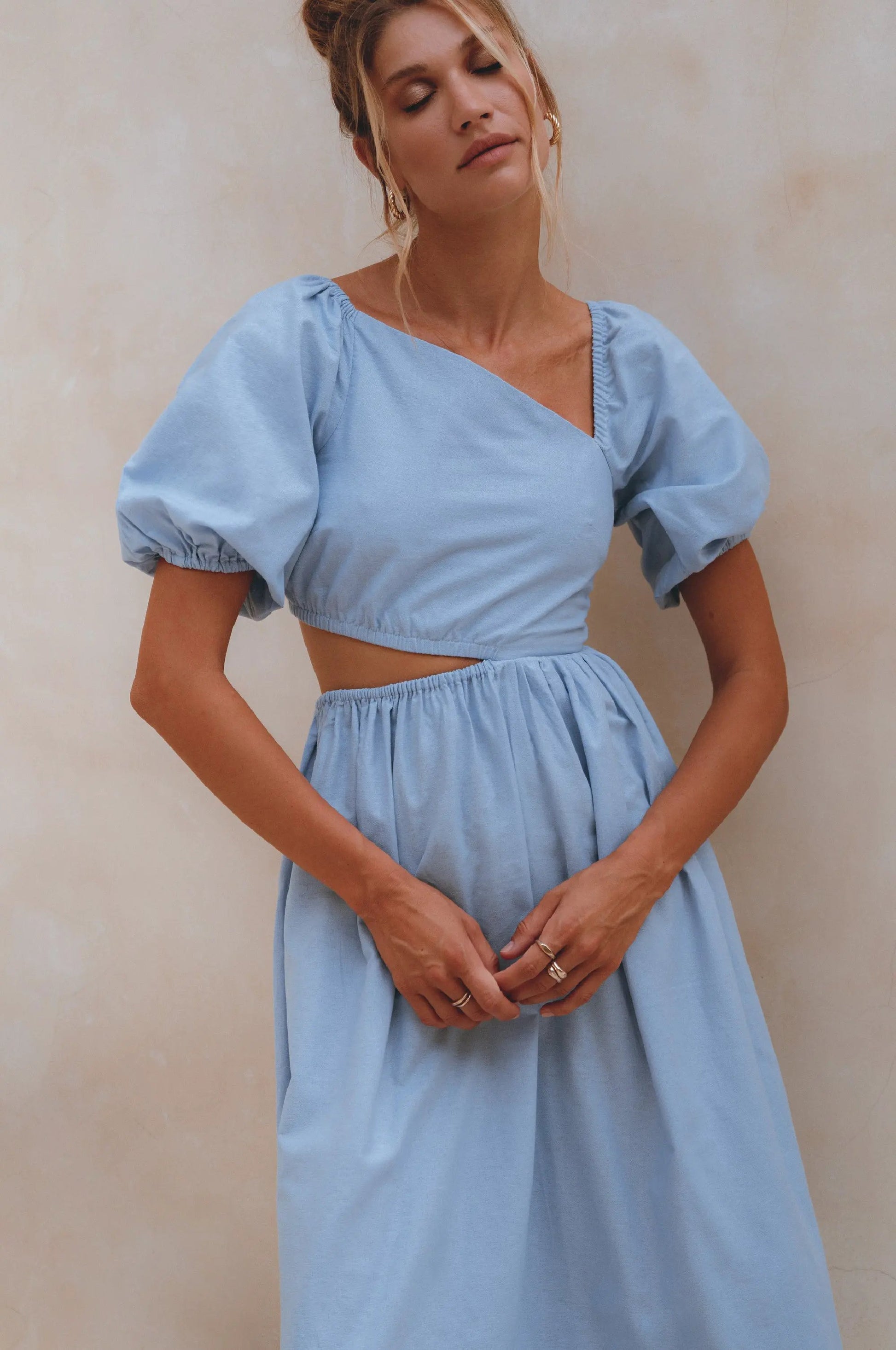 Sundaze Cutout Linen Midi Dress (Sale) by ELF