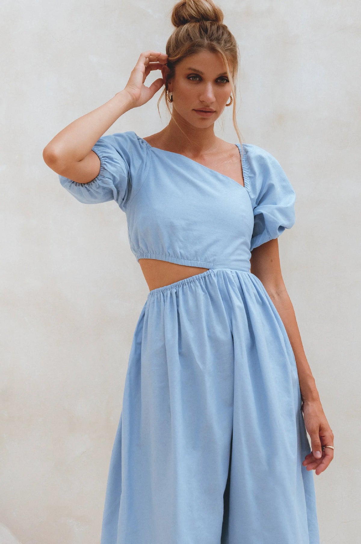 Sundaze Cutout Linen Midi Dress (Sale) by ELF