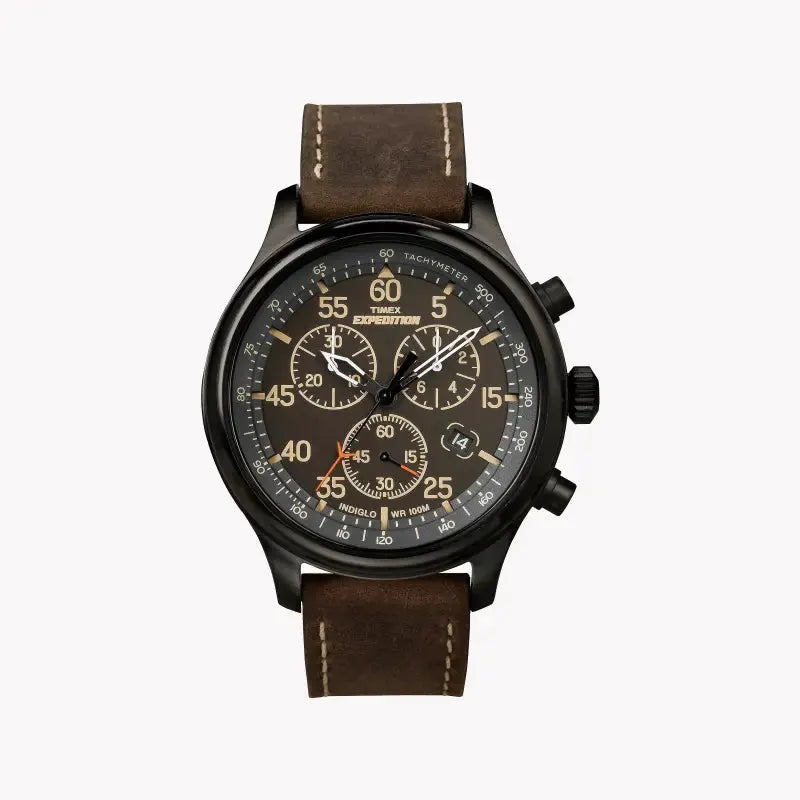 Timex Men's Brass Black Dial, Brown Leather Strap | T49905 by TIMEX