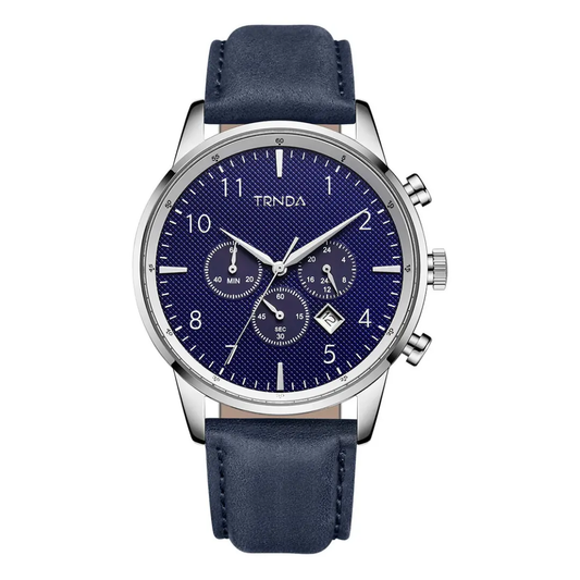 Trnda Men's Stainless Steel Watch, Blue Leather Band | Trn-D43b by TRNDA
