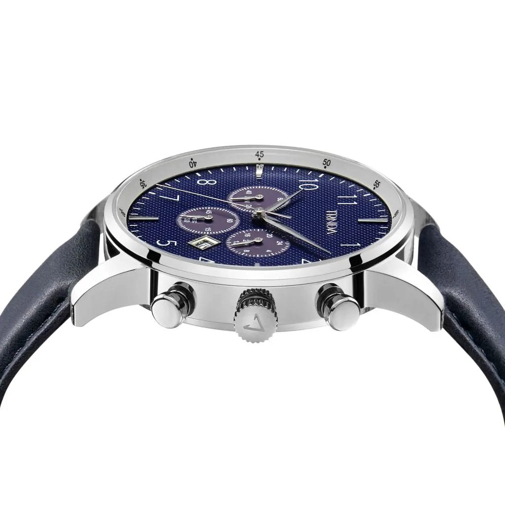Trnda Men's Stainless Steel Watch, Blue Leather Band | Trn-D43b by TRNDA