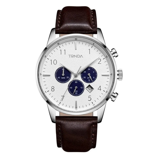 Trnda Men's Stainless Steel Watch, Brown Leather | Trn-W43sl by TRNDA