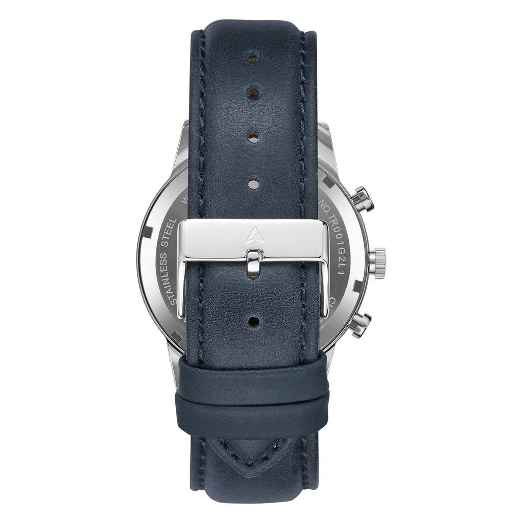 Trnda Men's Stainless Steel Watch, Blue Leather Band | Trn43mm by TRNDA