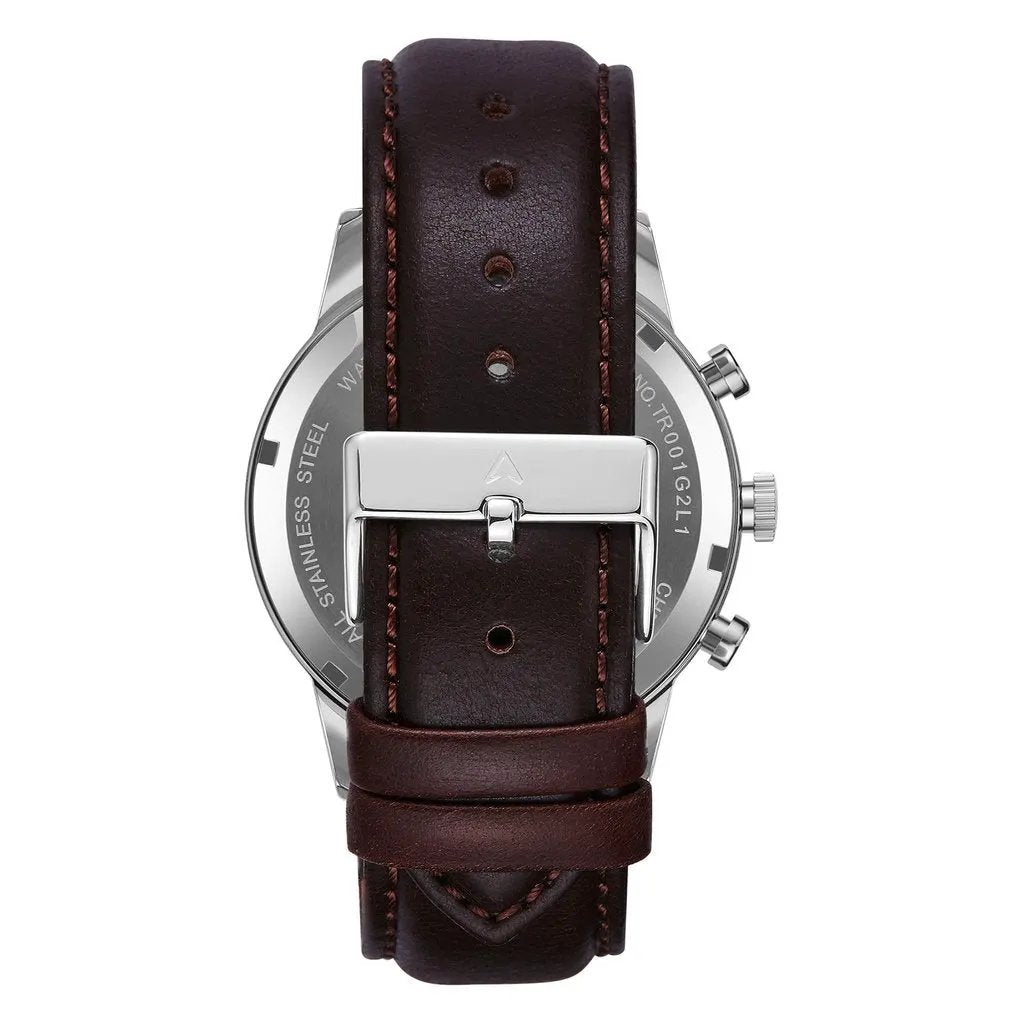 Trnda Men's Stainless Steel Watch, Brown Leather Band | Trn-43mss by TRNDA