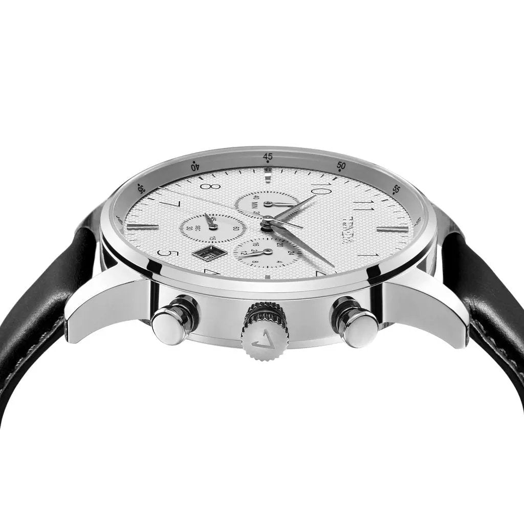 Trnda Men's Stainless Steel Watch, Black Leather Band | Trn-43sl by TRNDA
