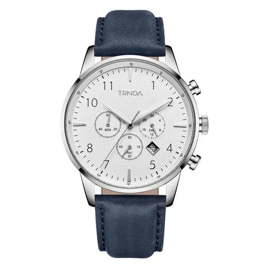 Trnda Men's Stainless Steel Watch, Blue Leather Band | Trnda43bl by TRNDA