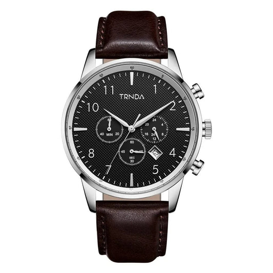 Trnda Men's Stainless Steel Watch, Brown Leather Band | Tm12345 by TRNDA