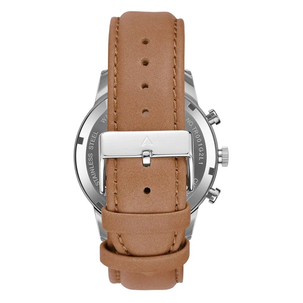 Trnda Men's Stainless Steel Watch, Tan Leather Band | Tr43ss by TRNDA