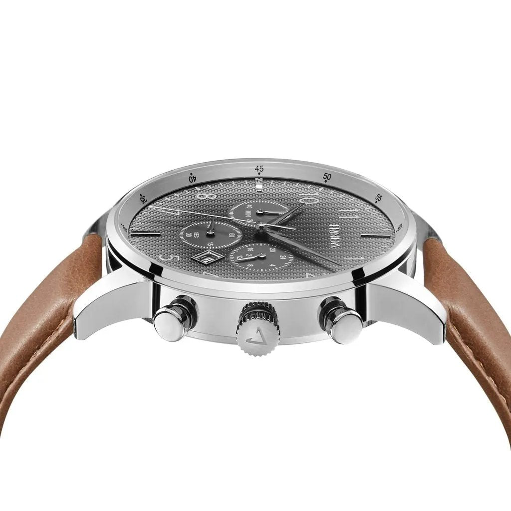 Trnda Men's Stainless Steel Watch, Tan Leather Band | Trn-Ss43 by TRNDA