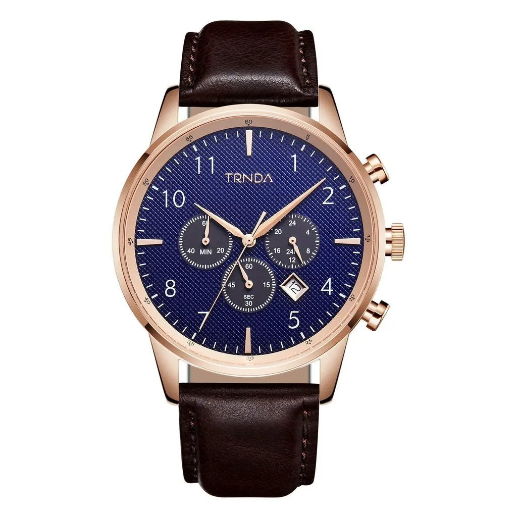 Trnda Men's Rose Gold Stainless Steel Watch, Blue Dial | Trn-43rgdb by TRNDA