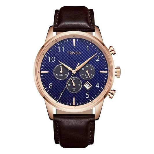 Trnda Men's Rose Gold Stainless Steel Watch, Blue Dial | Trn-43rgdb by TRNDA