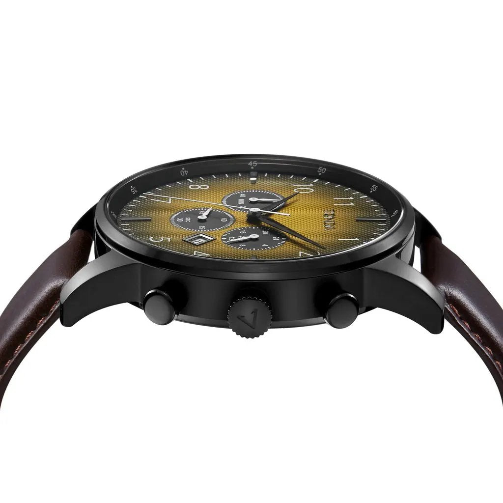 Trnda Men's Stainless Steel Watch, Brown Leather Band | Trn-D43b by TRNDA