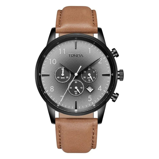 Trnda Men's Stainless Steel Watch, Black & Tan | Trnda-43mm by TRNDA