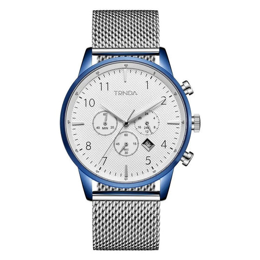 Trnda Men's Blue Stainless Steel Watch, Silver Mesh Band | Trnda-001 by TRNDA