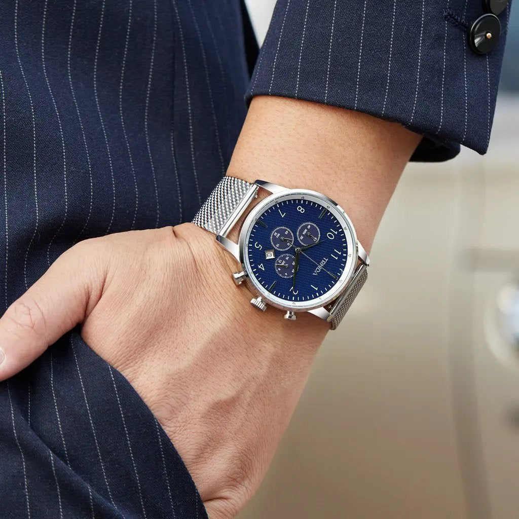 Trnda Men's Stainless Steel Watch, Dark Blue Dial | Trnda43mm by TRNDA