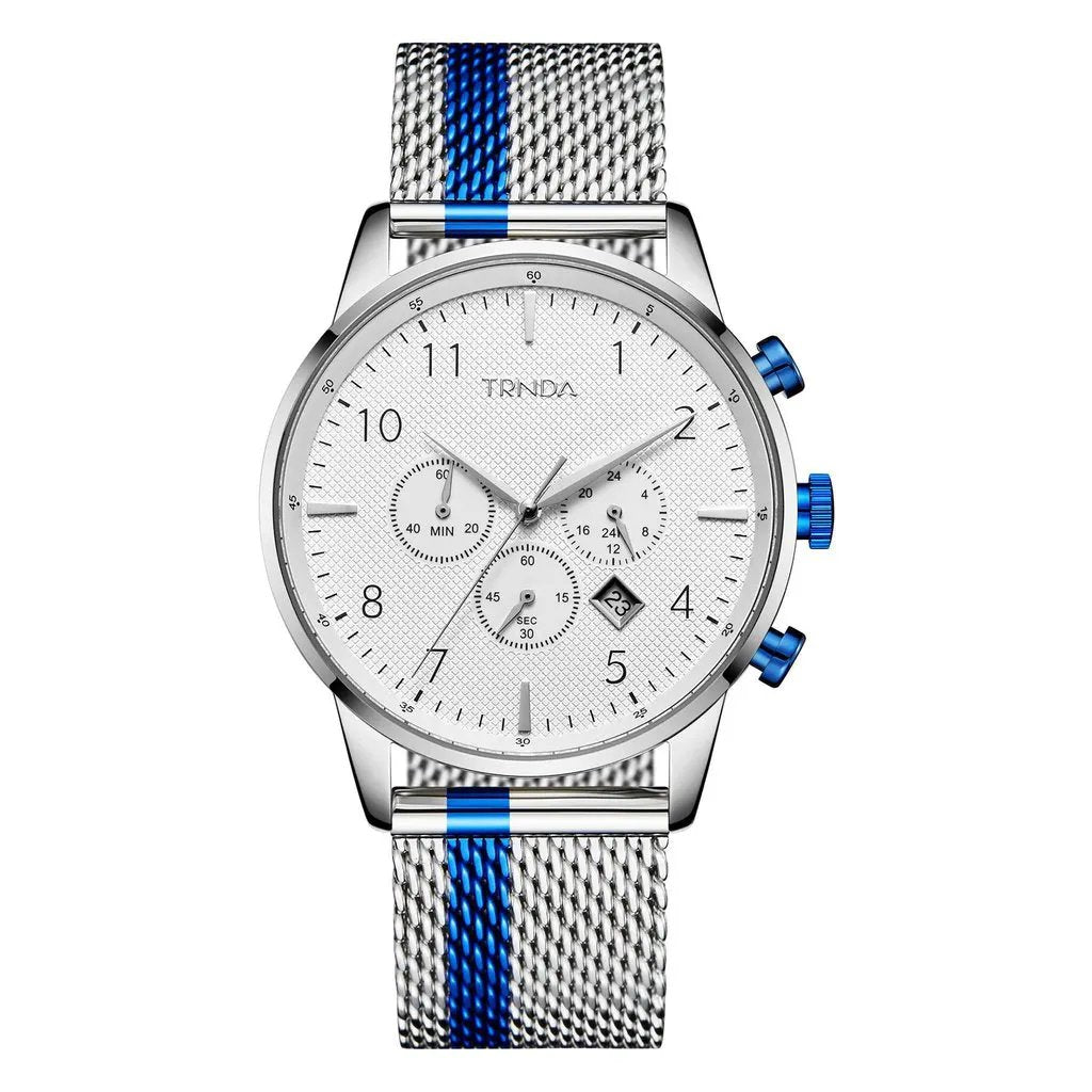 Trnda Men's Stainless Steel Watch, Silver Mesh Band | Trnda43mm by TRNDA