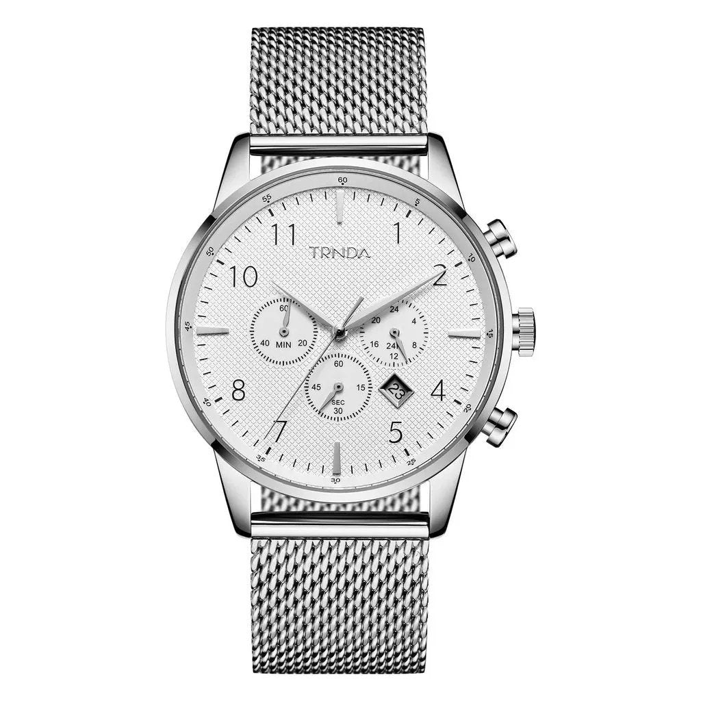 Trnda Men's Stainless Steel Watch, Silver Mesh Band | Trn-001 by TRNDA