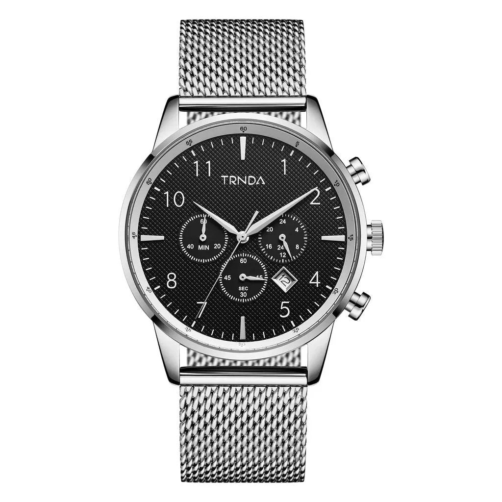 Trnda Men's Stainless Steel Watch, Charcoal Black Dial | Trn-Ss43 by TRNDA