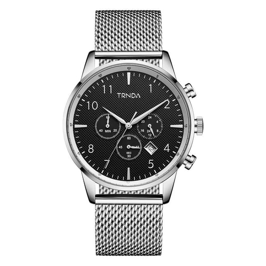 Trnda Men's Stainless Steel Watch, Charcoal Black Dial | Trn-Ss43 by TRNDA