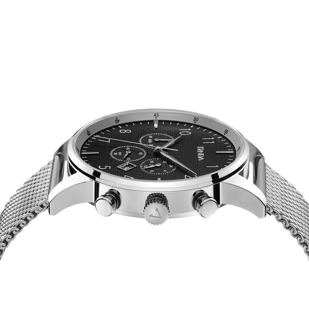 Trnda Men's Stainless Steel Watch, Charcoal Black Dial | Trn-Ss43 by TRNDA