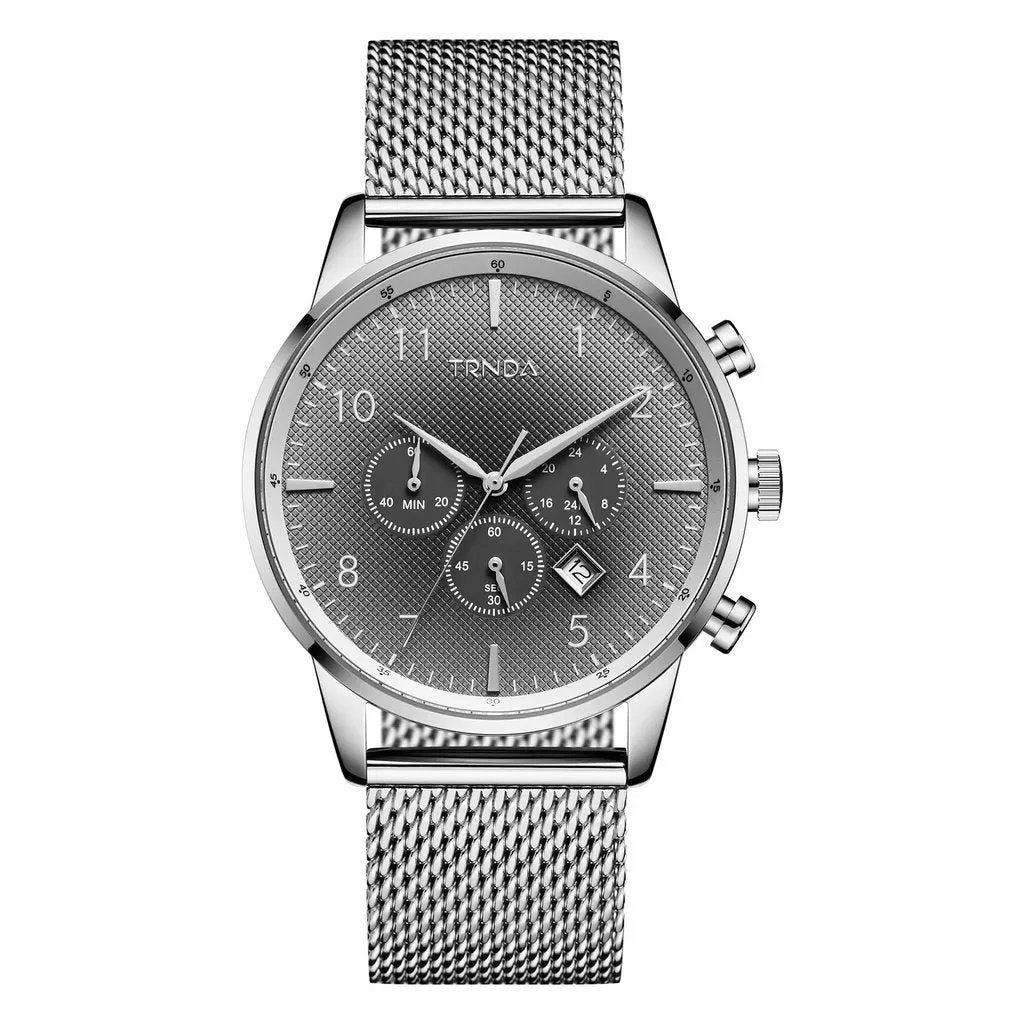 Trnda Men's Stainless Steel Watch, Silver Mesh Band | Trn-S43mm by TRNDA