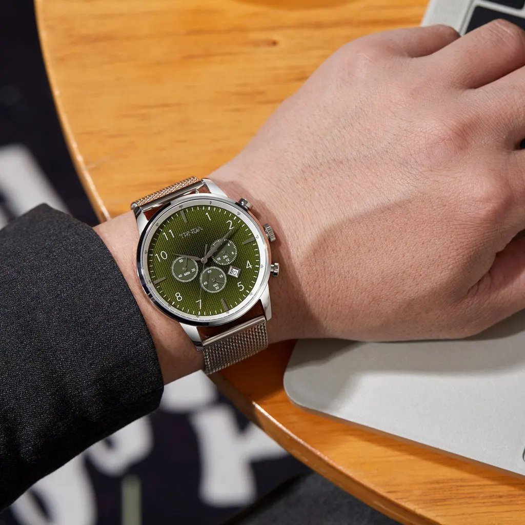 Trnda Men's Stainless Steel Watch, Gradient Seaweed Green Dial | Trnda43ss by TRNDA
