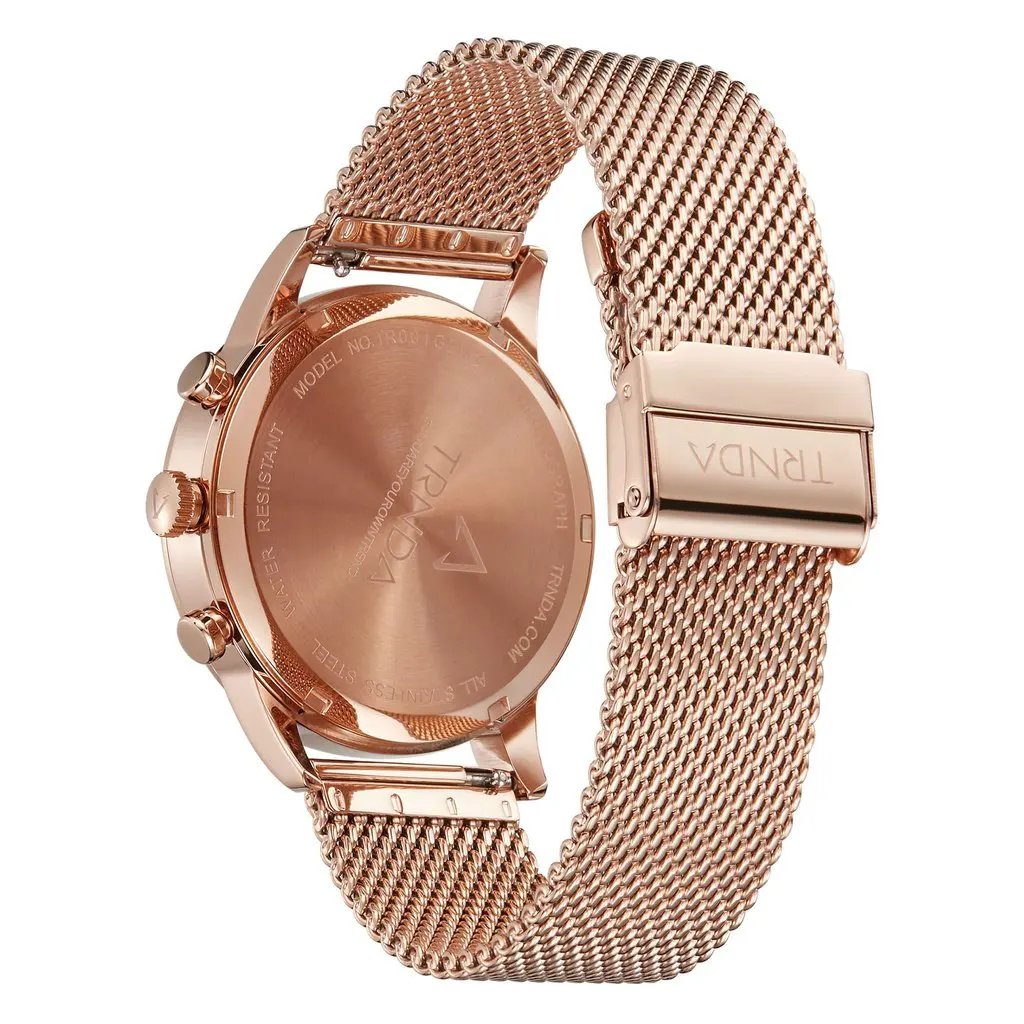 Trnda Men's Rose Gold Stainless Steel Watch, Dark Blue Dial | Trn-43rb by TRNDA
