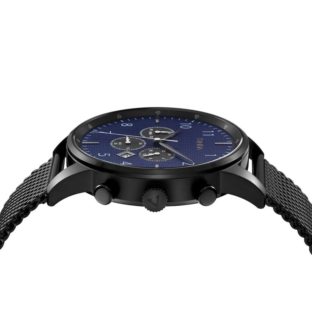 Trnda Men's Black Stainless Steel Watch, Dark Blue Dial | Tr43mbl by TRNDA