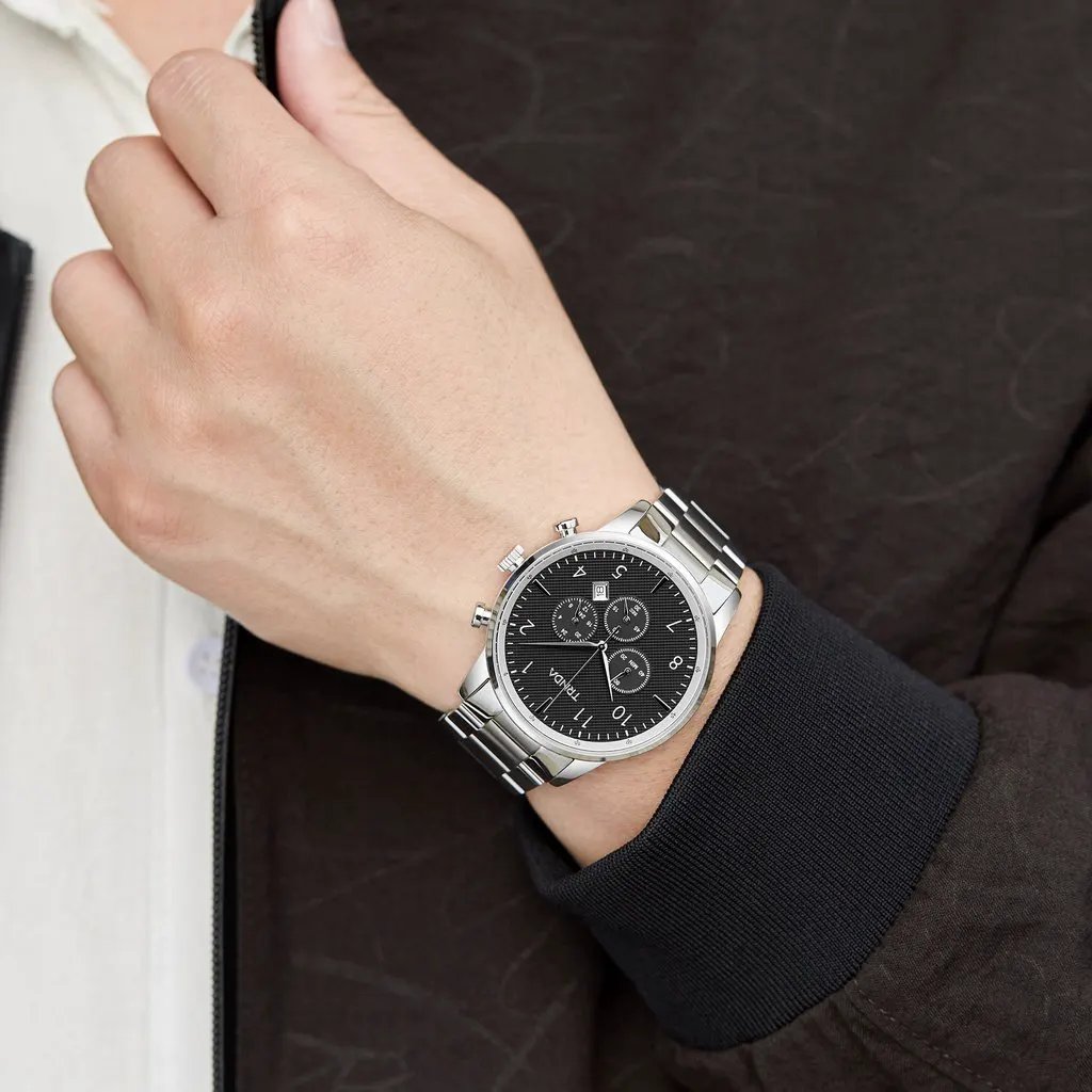 Trnda Men's Stainless Steel Watch, Charcoal Black Dial | Trnda43mm by TRNDA