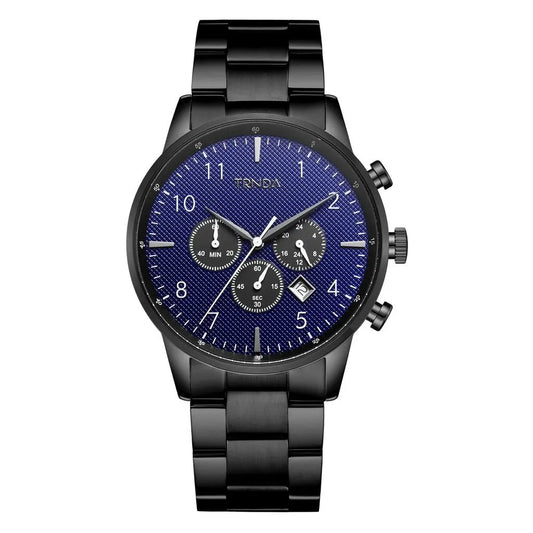 Trnda Men's Black Stainless Steel Watch, Dark Blue Dial | Trnda43b by TRNDA