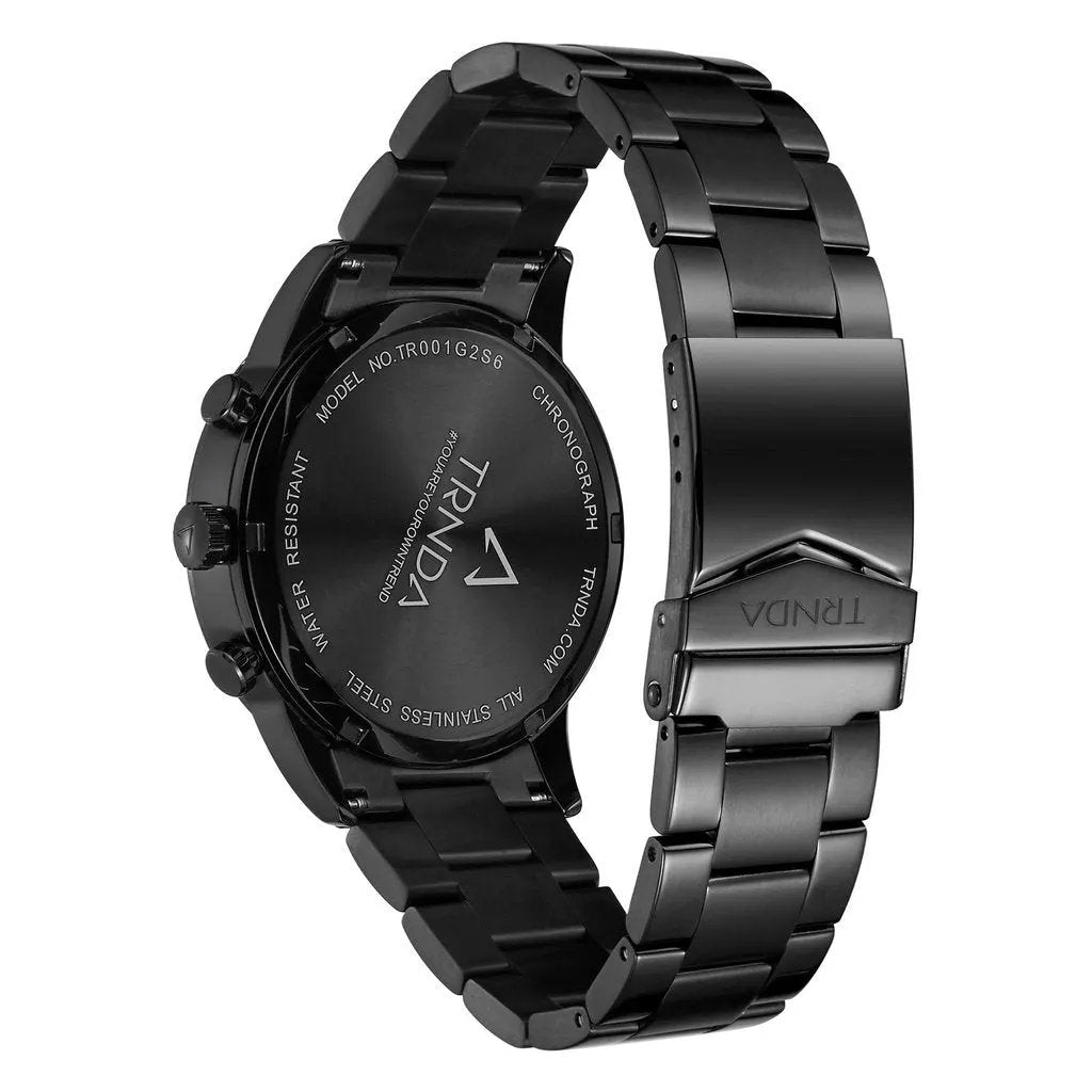 Trnda Men's Black Stainless Steel Watch, Dark Blue Dial | Trnda43b by TRNDA