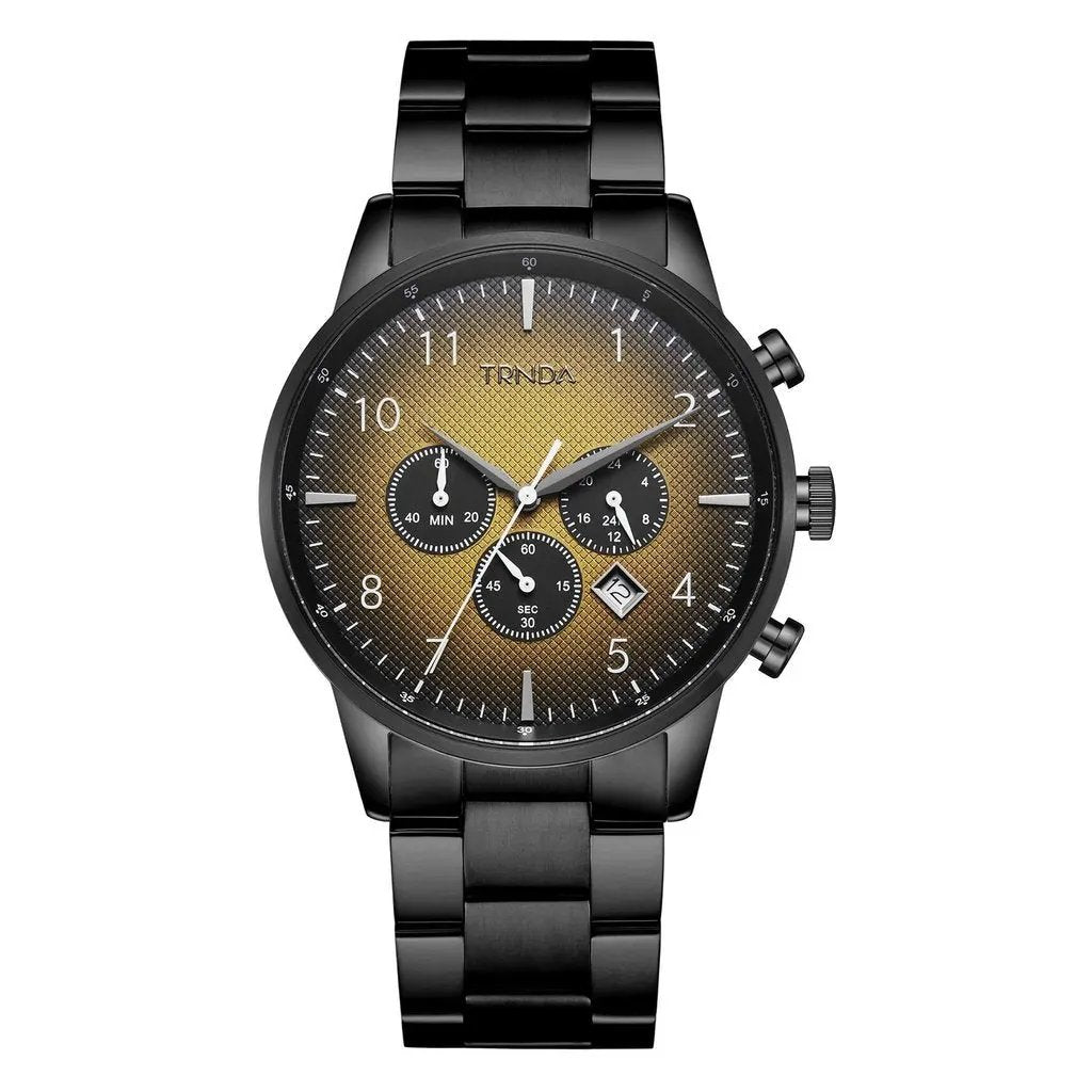 Trnda Men's Black Stainless Steel Watch, Cedar Brown Dial | Trn-M43b by TRNDA