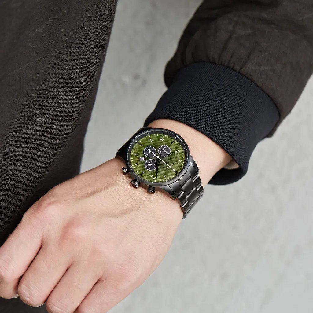 Trnda Men's Black Stainless Steel Watch, Green Dial | Trnda-001 by TRNDA