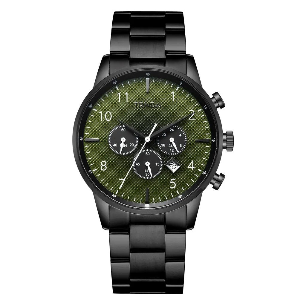 Trnda Men's Black Stainless Steel Watch, Green Dial | Trnda-001 by TRNDA