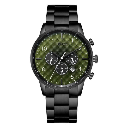 Trnda Men's Black Stainless Steel Watch, Green Dial | Trnda-001 by TRNDA