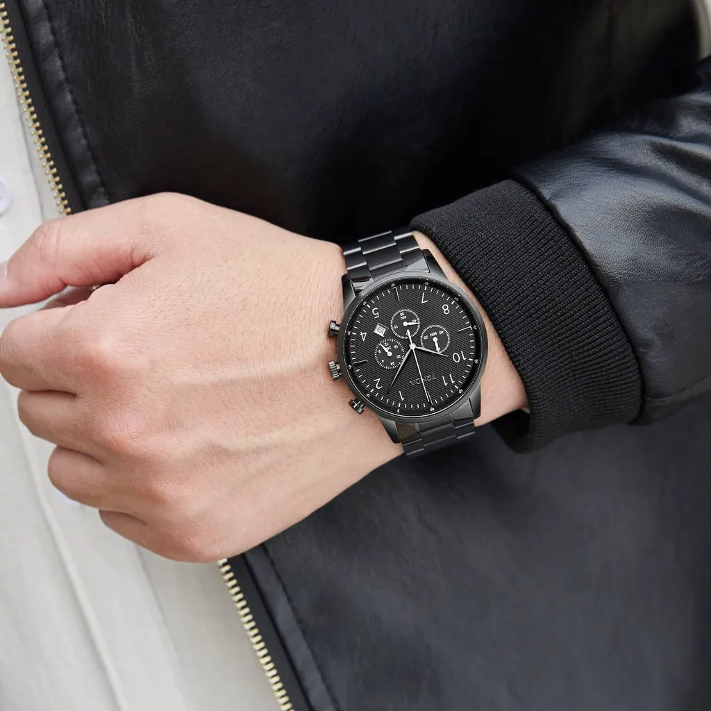 Trnda Men's Stainless Steel Watch, Black Dial | Trn-Ss43mm by TRNDA