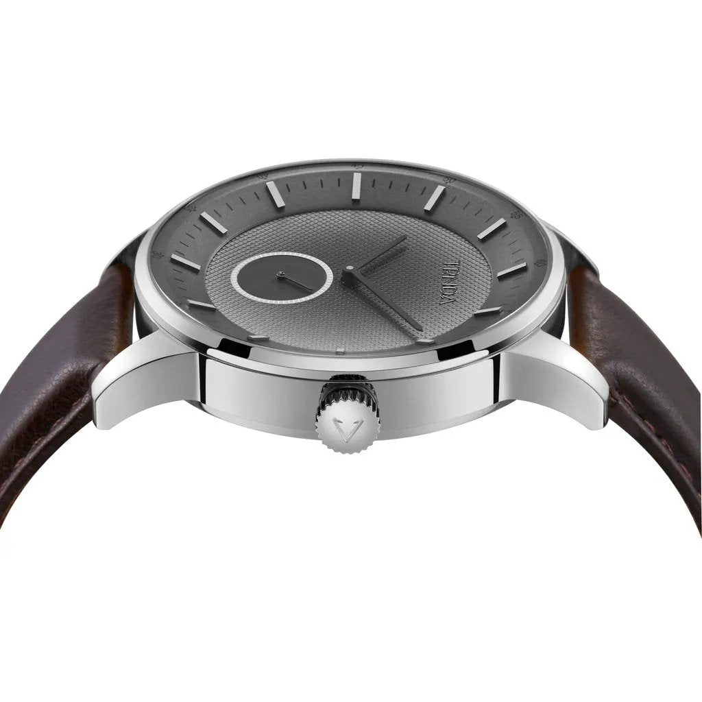 Trnda Men's Stainless Steel Watch, Brown Leather Band | Trn-Ss43b by TRNDA