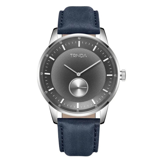 Trnda Men's Stainless Steel Watch, Blue Leather Band | Trn-Ss43 by TRNDA